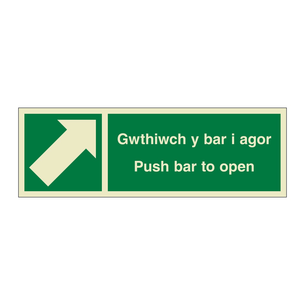 Push bar to open sign English/Welsh sign