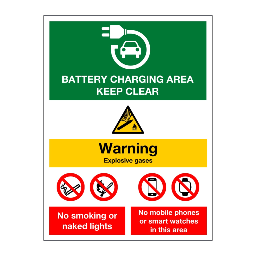 Battery charging area multi-message sign
