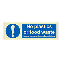No plastics or food waste (Marine Sign)