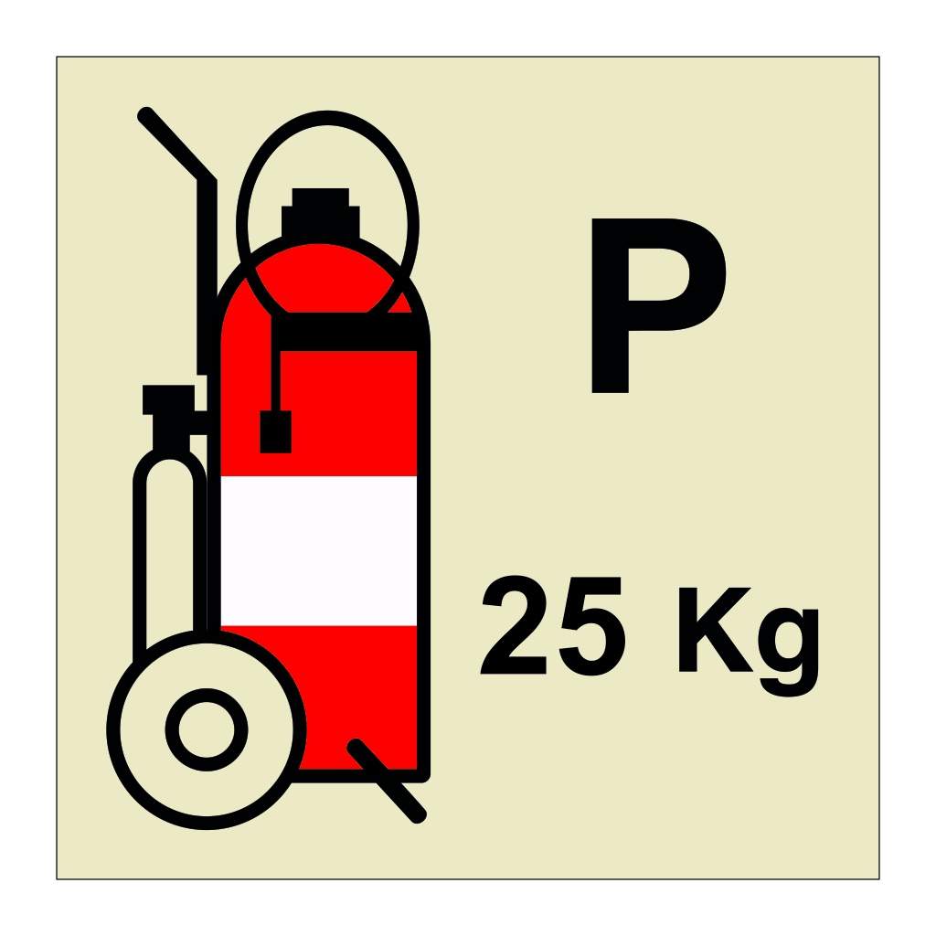 25kg Wheeled powder fire extinguisher (Marine Sign)