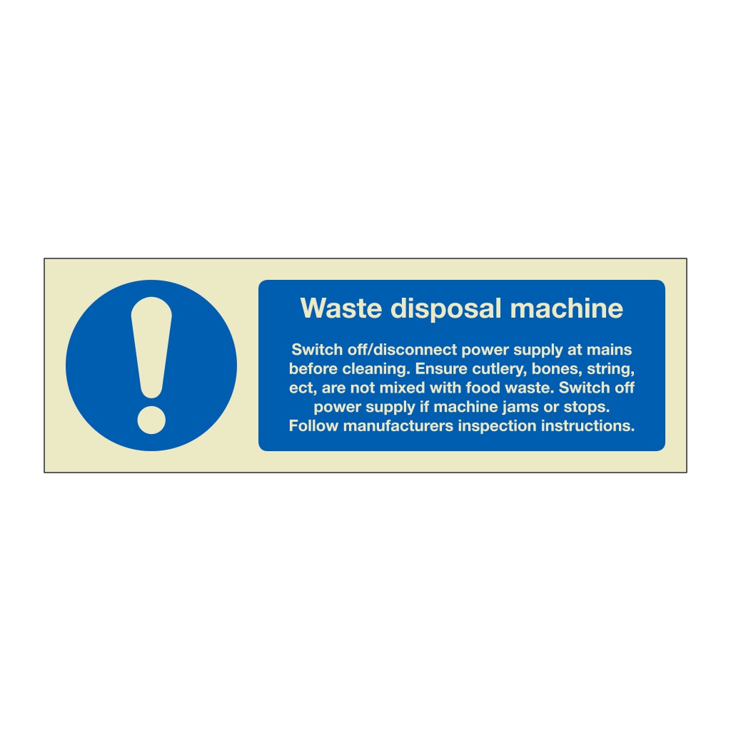 Waste disposal machine instructions (Marine Sign)