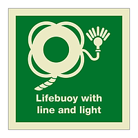 Lifebuoy with line and light with text (Marine Sign)