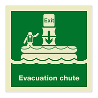 Marine evacuation chute system with text (Marine Sign)