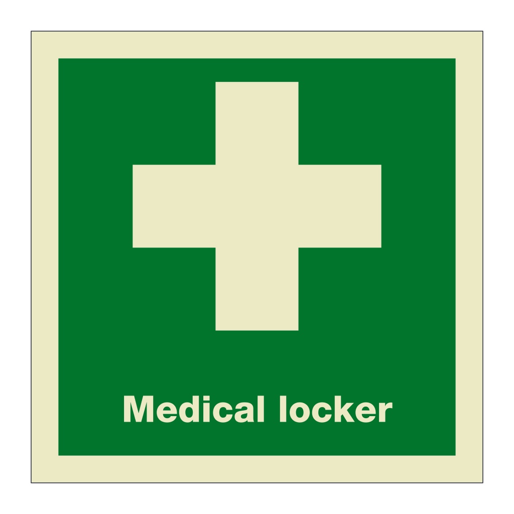 Medical locker with text (Marine Sign) | British Safety Signs