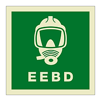 Emergency escape breathing device with text (Marine Sign)