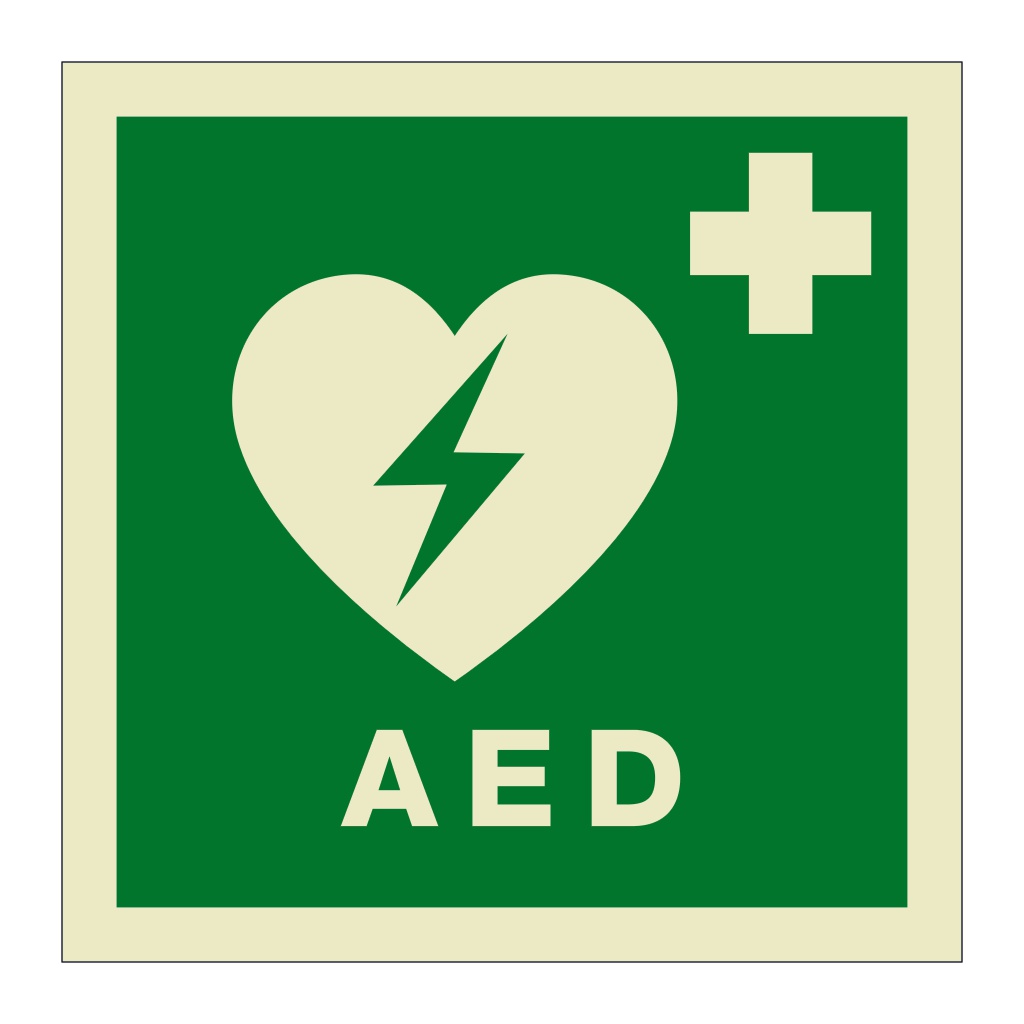 Automated external heart defibrillator with text (Marine Sign)