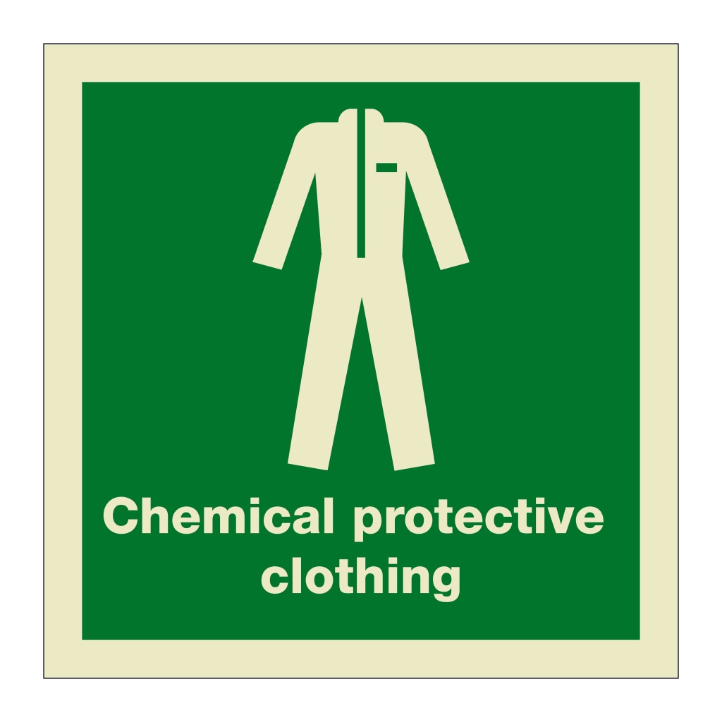 Chemical protective clothing with text (Marine Sign)