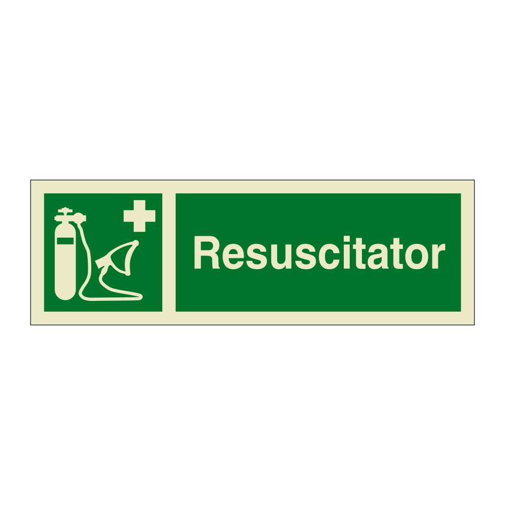 Oxygen resuscitator with text (Marine Sign)