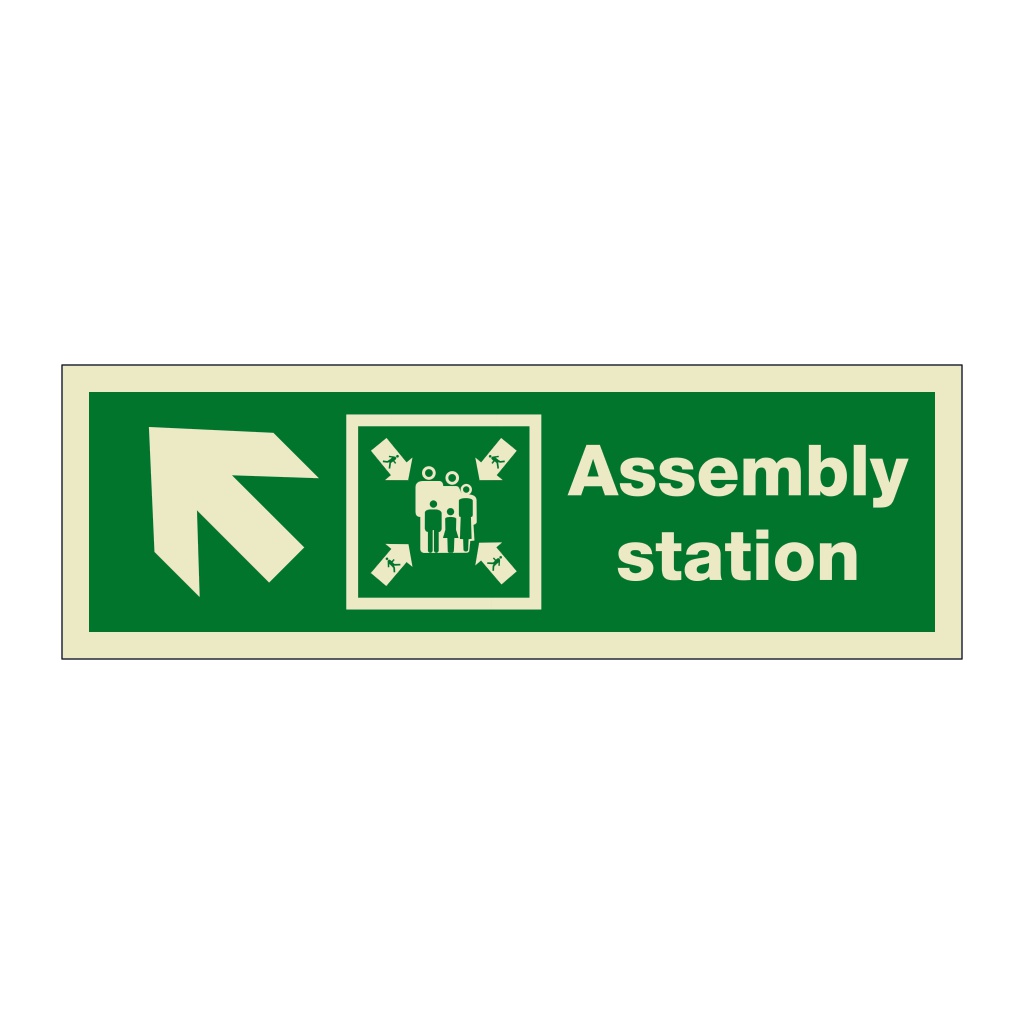 Assembly station arrow up left (Marine Sign)