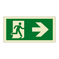 Evacuation route Running man with arrow right (Marine Sign)