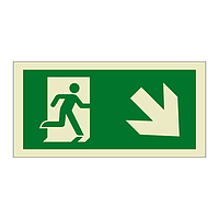 Evacuation route Running man with arrow down right (Marine Sign)