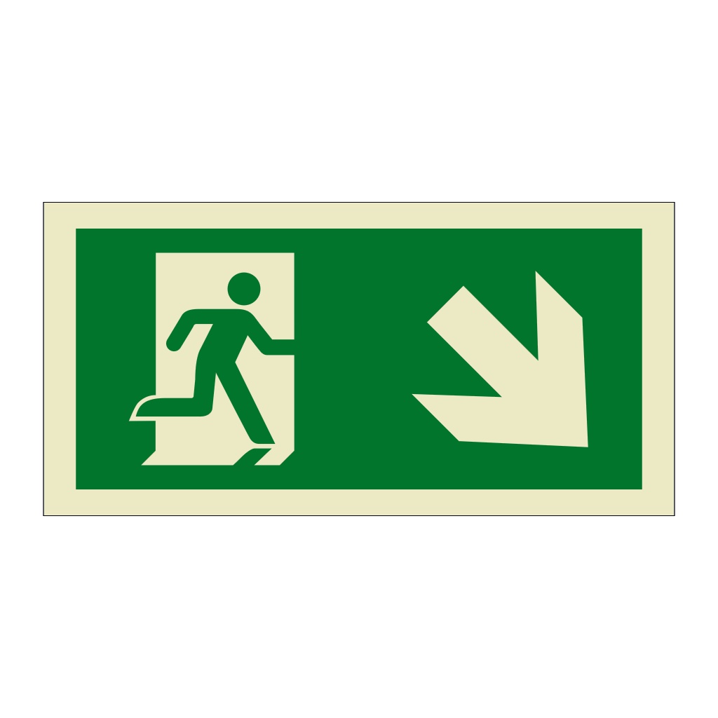 Evacuation route Running man with arrow down right (Marine Sign)