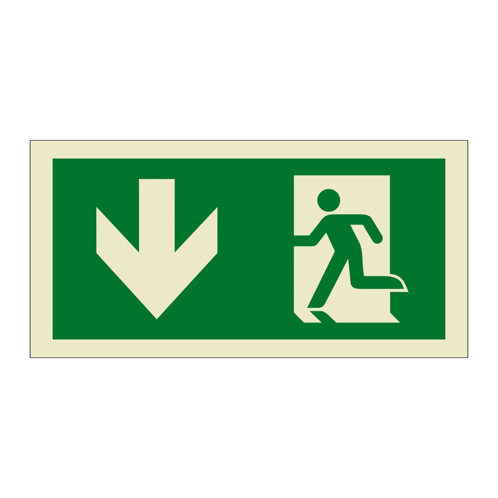 Evacuation route Running man with arrow down (Marine Sign)