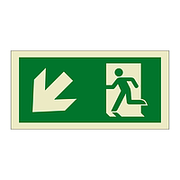 Evacuation route Running man with arrow down left (Marine Sign)