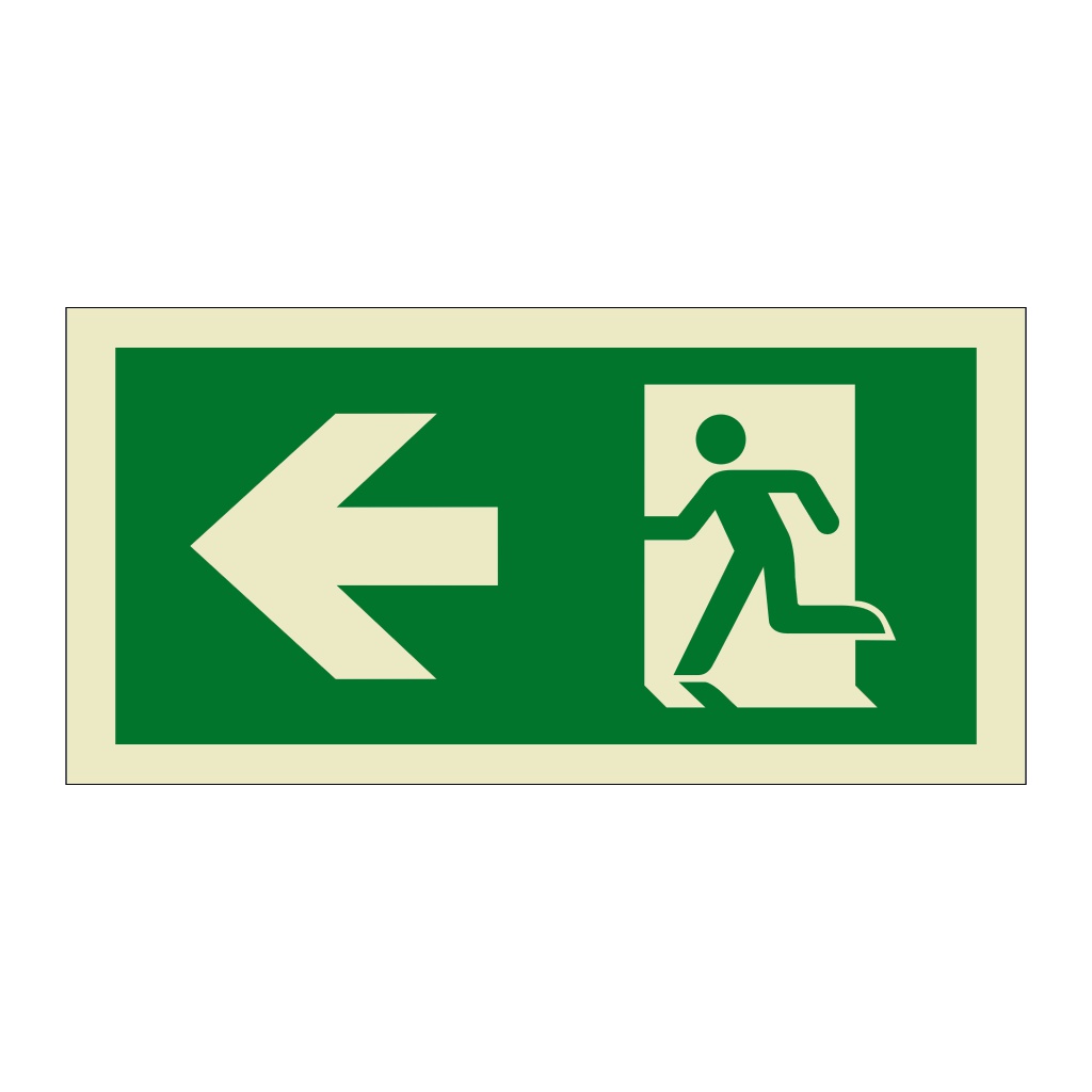 Evacuation route Running man with arrow left (Marine Sign)