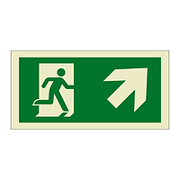 Evacuation route Running man with arrow up right (Marine Sign)