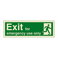 Exit for emergency use only Running man on right (Marine Sign)
