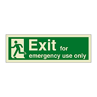 Exit for emergency use only Running man on left (Marine Sign)