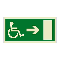 Escape route Wheelchair with arrow right (Marine Sign)