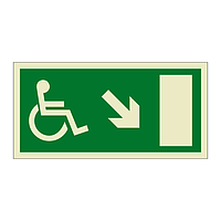 Escape route Wheelchair with arrow down right (Marine Sign)