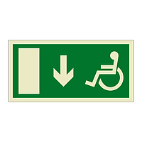 Escape route Wheelchair with arrow down (Marine Sign)
