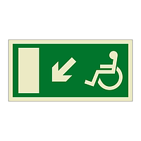 Escape route Wheelchair with arrow down Left (Marine Sign)