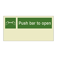 Escape door opening Push bar to open (Marine Sign)