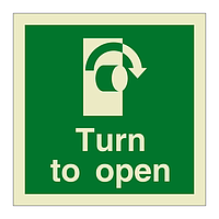 Turn to open clockwise (Marine Sign)