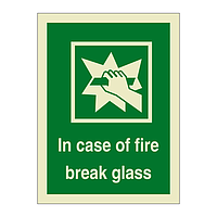 In case of fire break glass (Marine Sign)