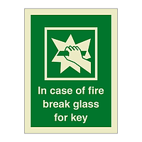 In case of fire break glass for key (Marine Sign)