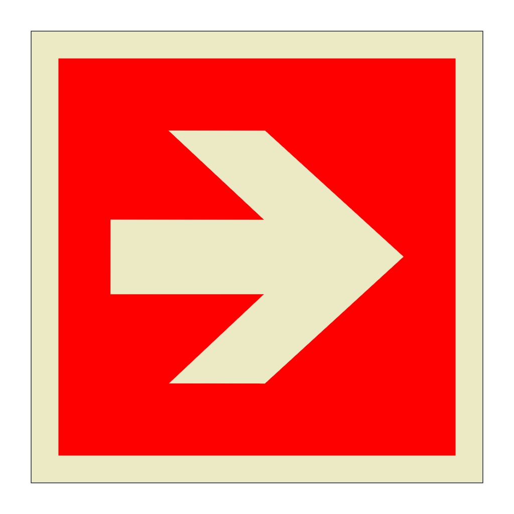 Location of fire equipment right directional arrow symbol (Marine Sign)