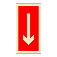 Location of fire equipment down directional arrow (Marine Sign)