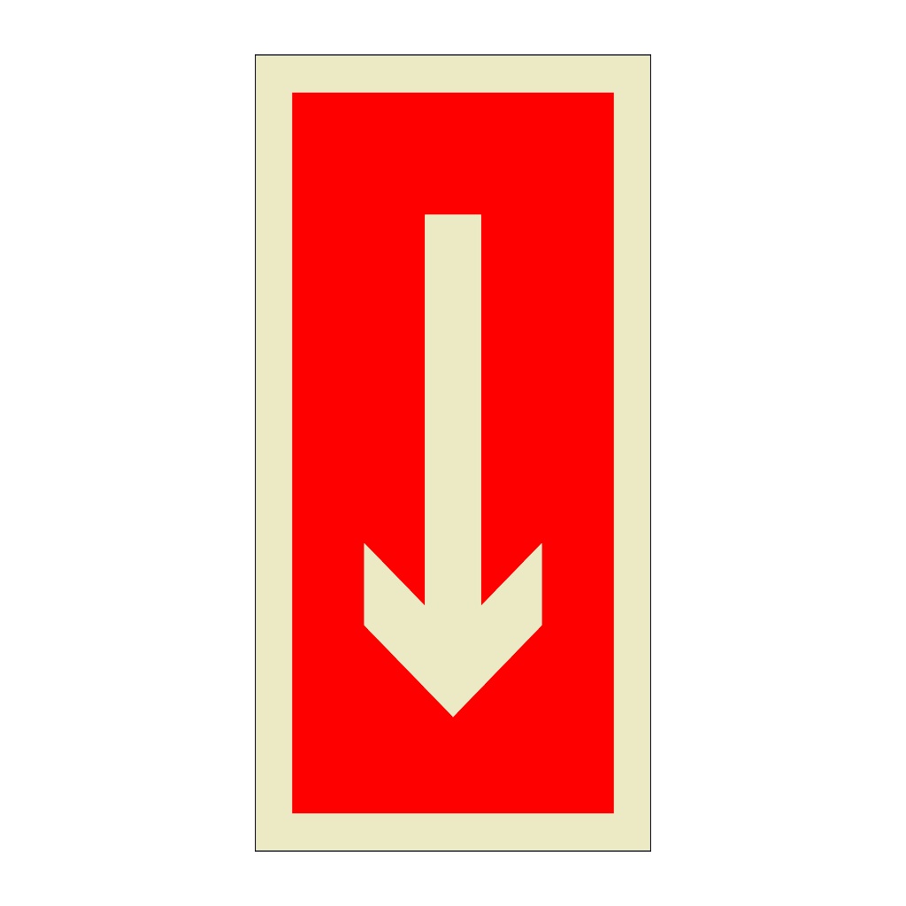 Location of fire equipment down directional arrow (Marine Sign)