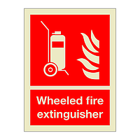Wheeled fire extinguisher with text (Marine Sign)