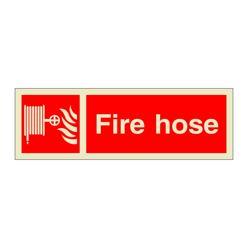 Fire hose with text (Marine Sign)