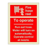 Fire hose reel to operate run out hose (Marine Sign)