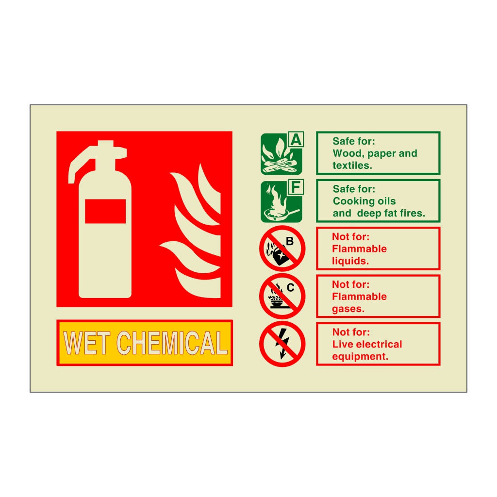 Wet chemical extinguisher identification (Marine Sign)