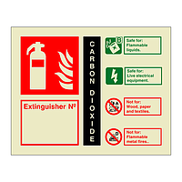 Carbon Dioxide Fire Extinguisher Identification with number (Marine Sign)