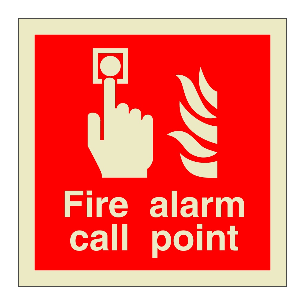 Fire alarm call point with text (Marine Sign)