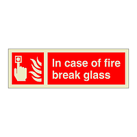 In case of fire break glass with text (Marine Sign)