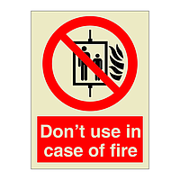 Do not use lift in case of fire (Marine Sign)