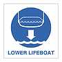 Lower lifeboat to the water with text (Marine Sign)