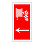 Fire hose left directional arrow sign