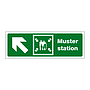 Muster Station with Up Left Directional Arrow (Marine Sign)