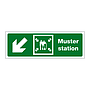 Muster station with down left directional arrow (Marine Sign)