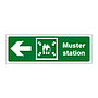 Muster station with left directional arrow (Marine Sign)