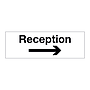 Reception with arrow right sign