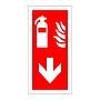 Fire extinguisher down directional arrow (Marine Sign)