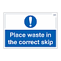 Site Safe - Place waste in correct skip sign