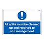 Site Safe - All spills must be cleaned up sign